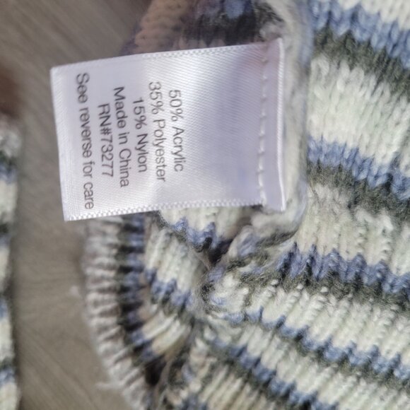 Nine West Womens Striped Knit Sweater Green & White Size M - Picture 4 of 4